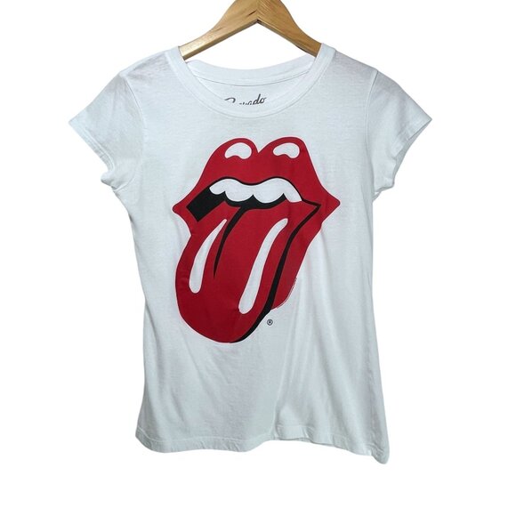 VTG Bravado Rolling Stones Baby Tee White TShirt Women L Retro Y2K 90s Rockwear - Picture 1 of 4